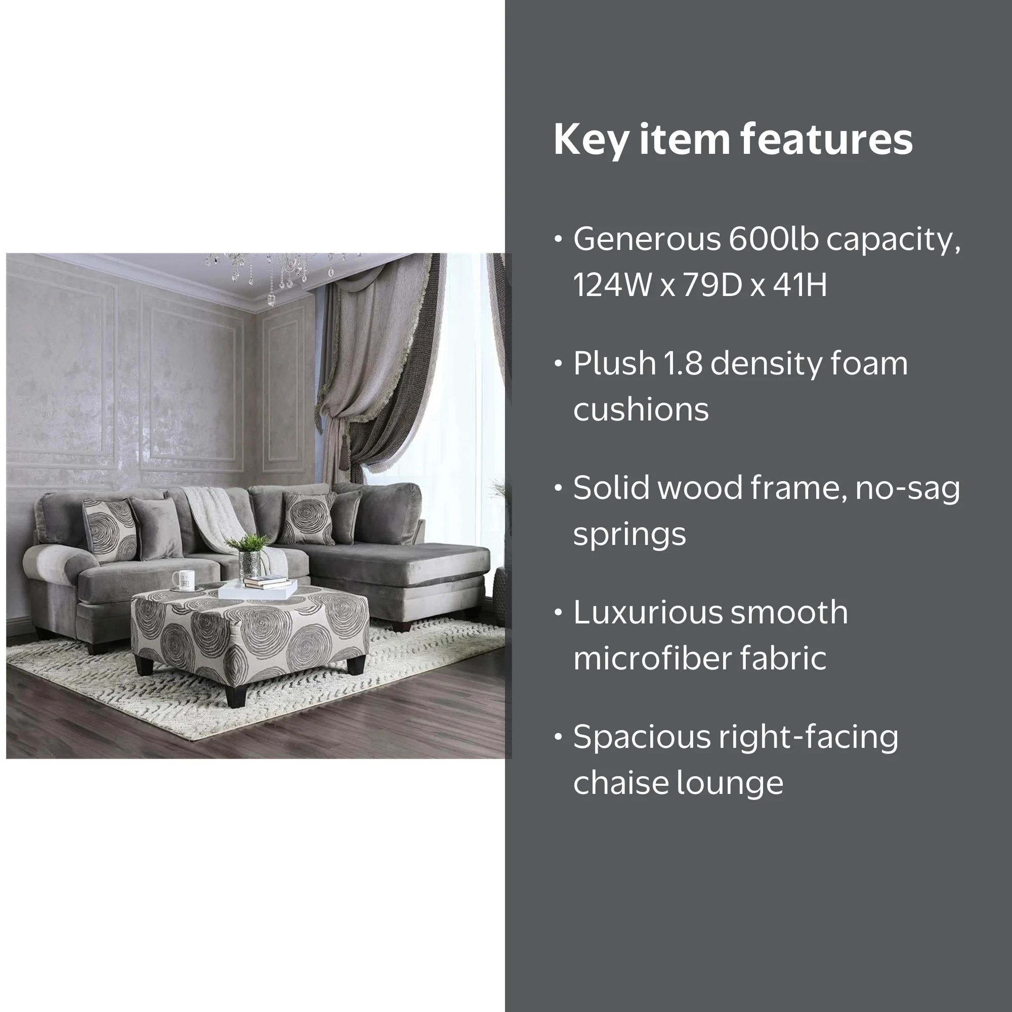 Furniture of America Sheryl Transitional Microfiber Sectional in