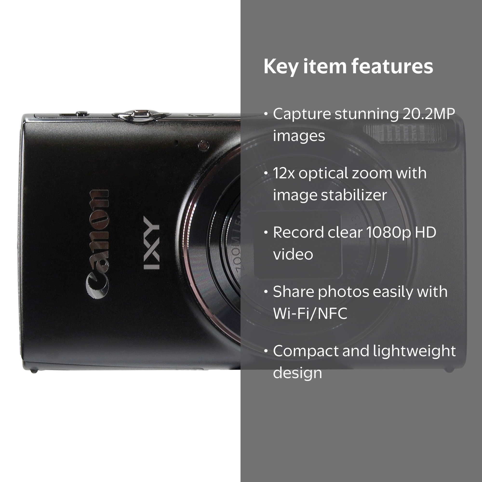 CanonIXY650ブラック Canon IXY 650 Compact Digital Camera - Black, 12x Optical Zoom, Wi