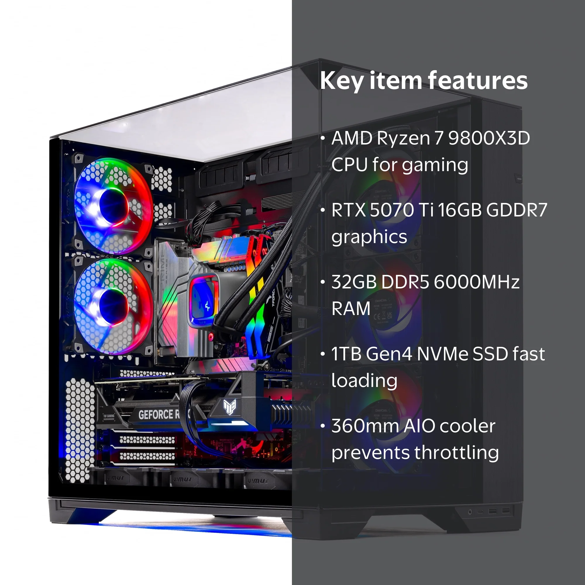 Skytech O11V Gaming PC Desktop AMD Ryzen 7 9800X3D NVIDIA GeForce