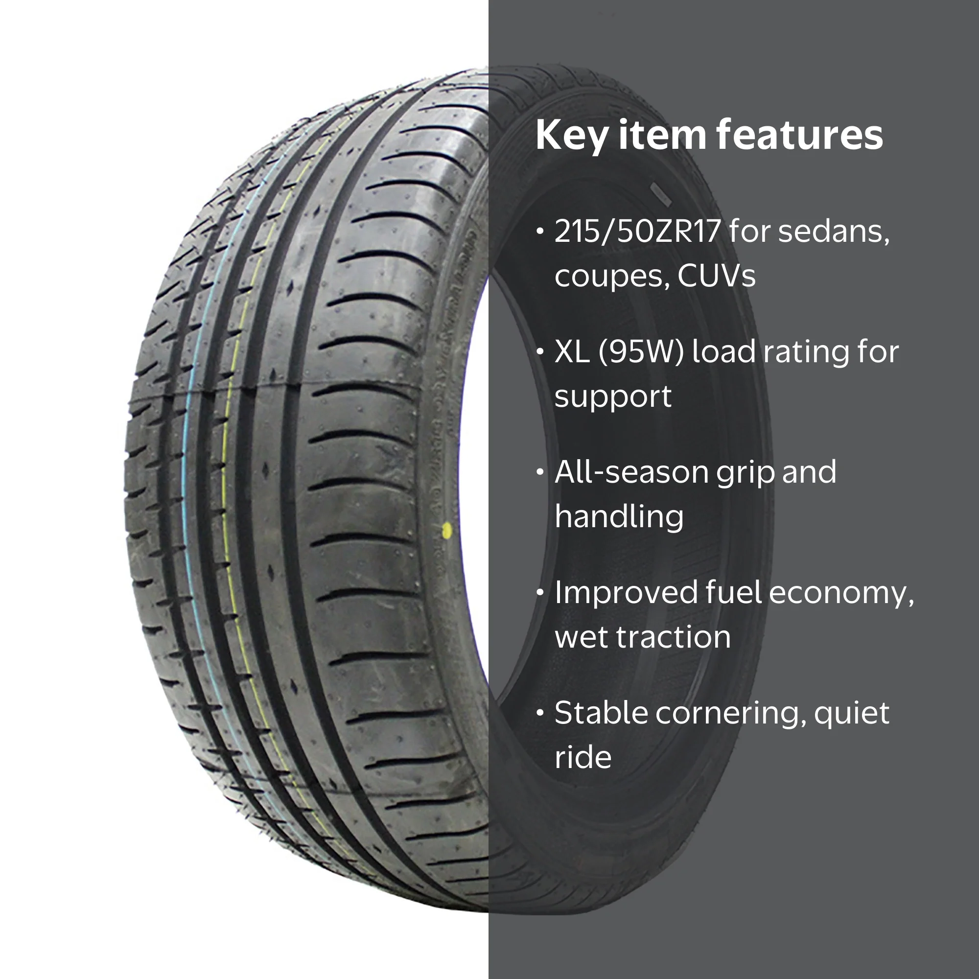 Accelera, Passenger Tire, 215/50ZR17 95W XL, All Season - Walmart.com