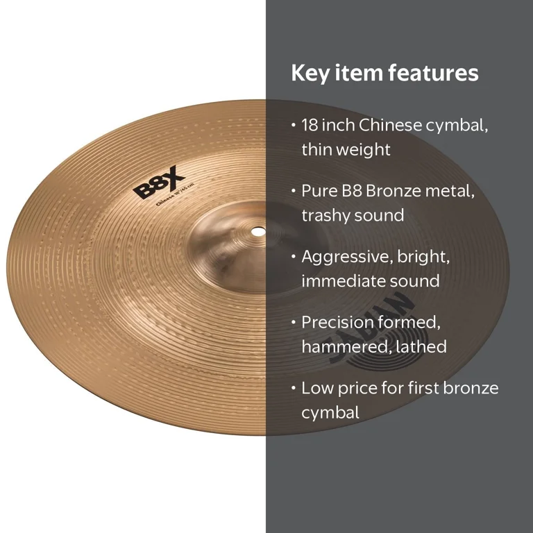 Sabian B8X 18 Inch Chinese Cymbal - Walmart.com