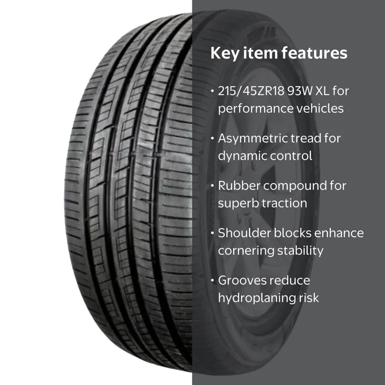 Royal Black Trac Tire, 215/45R18 93W XL, Passenger - Walmart.com