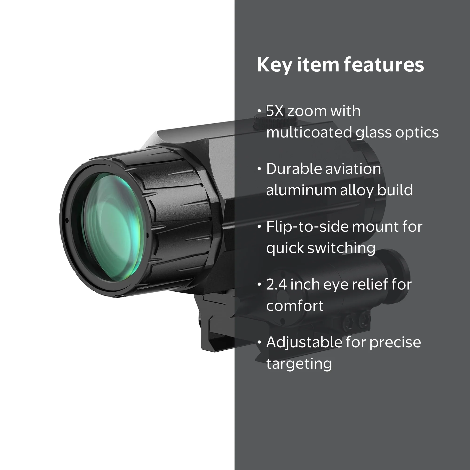 Feyachi M38 5X Red Dot Magnifier with Flip to Side Mount, Focus