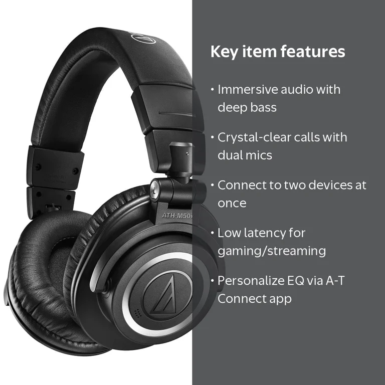 Audio-Technica, Headphones, Wireless Over-Ear, Bluetooth, Black