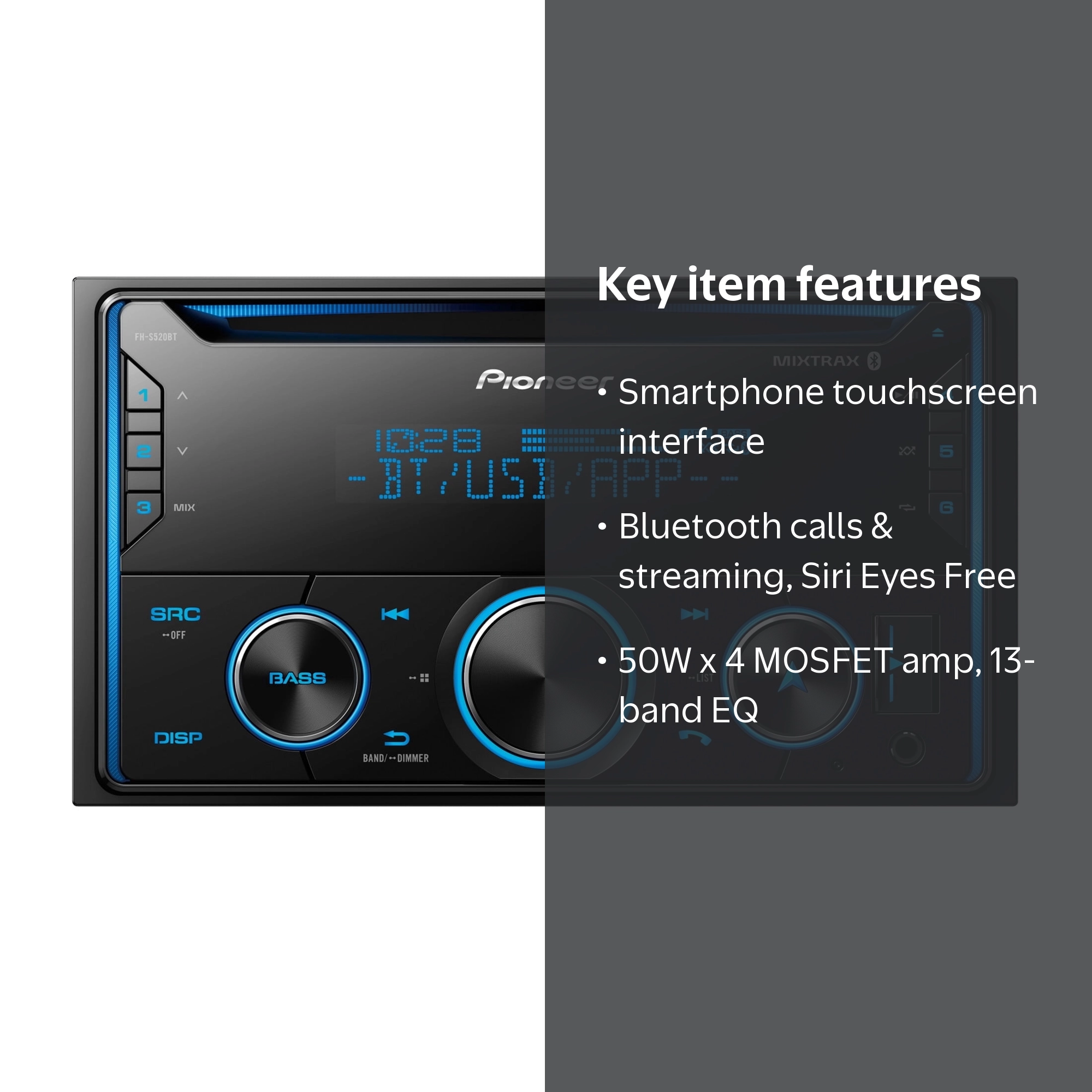 Pioneer, In-Dash CD Receiver, Bluetooth, 50 Watts x 4, 7