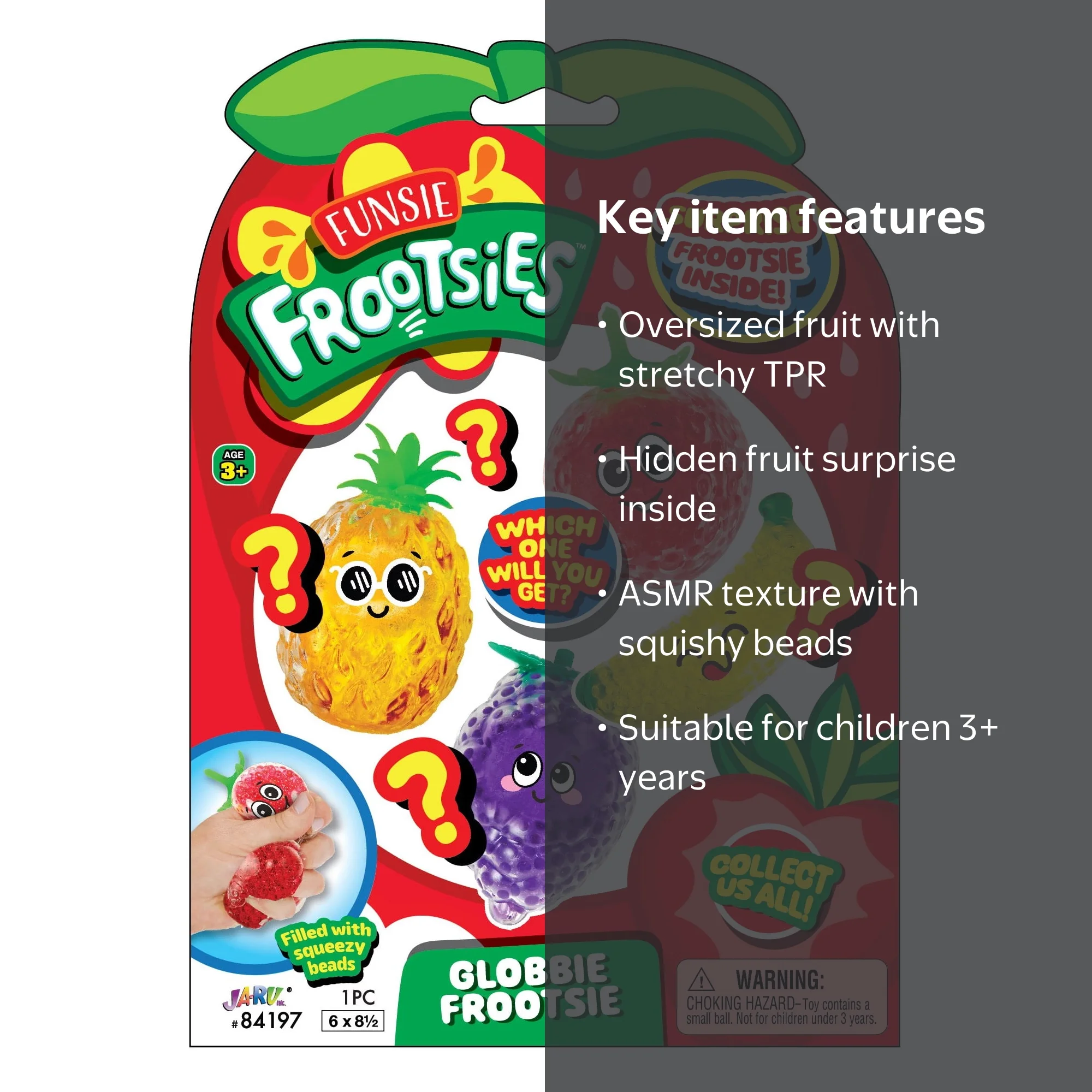 Ja-Ru Squish Attachment Globby Frootsies Novelty Squeeze Fruit Toy