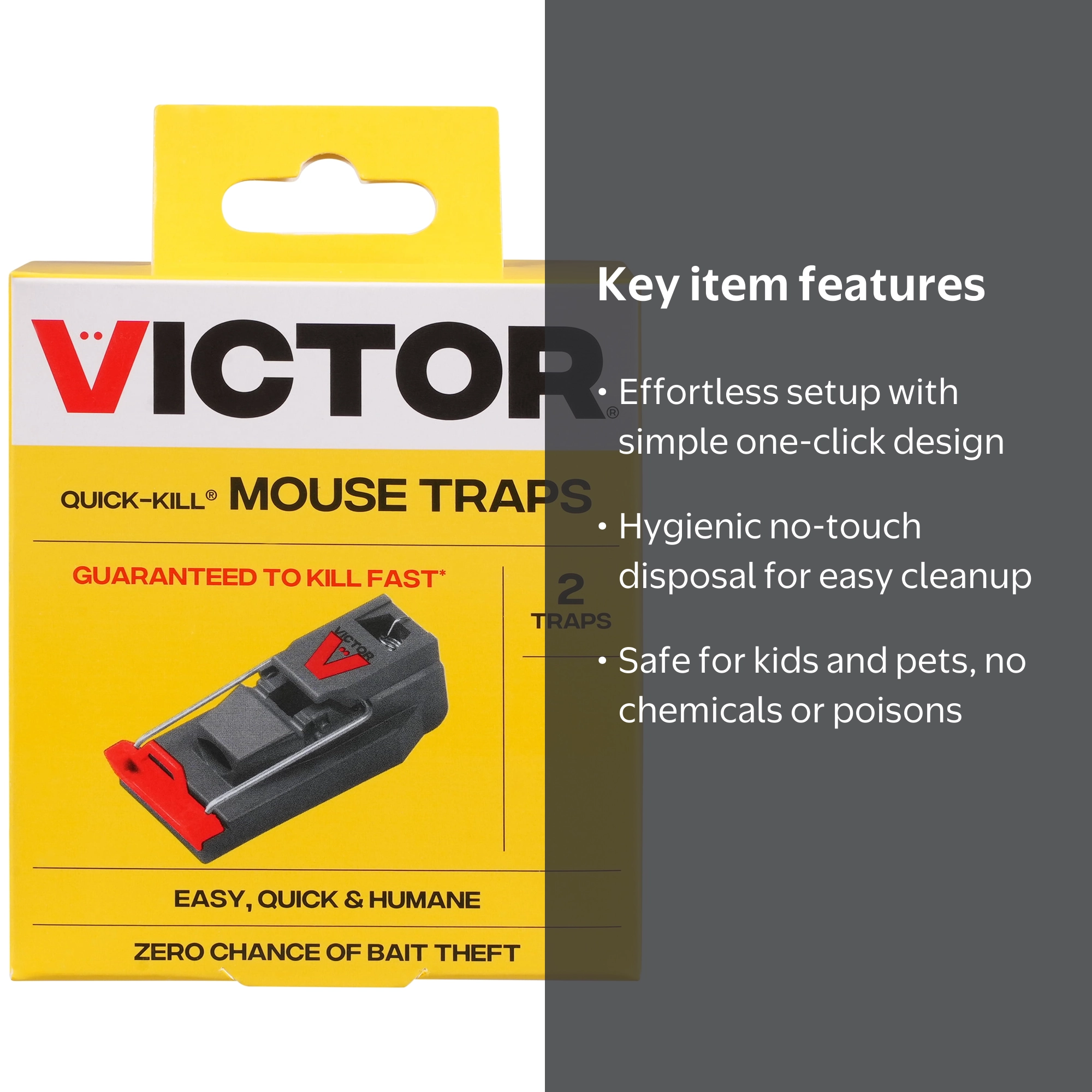 Victor, Quick-Kill Mouse Trap, 2pk, Easy Set Snap Traps - Walmart.com