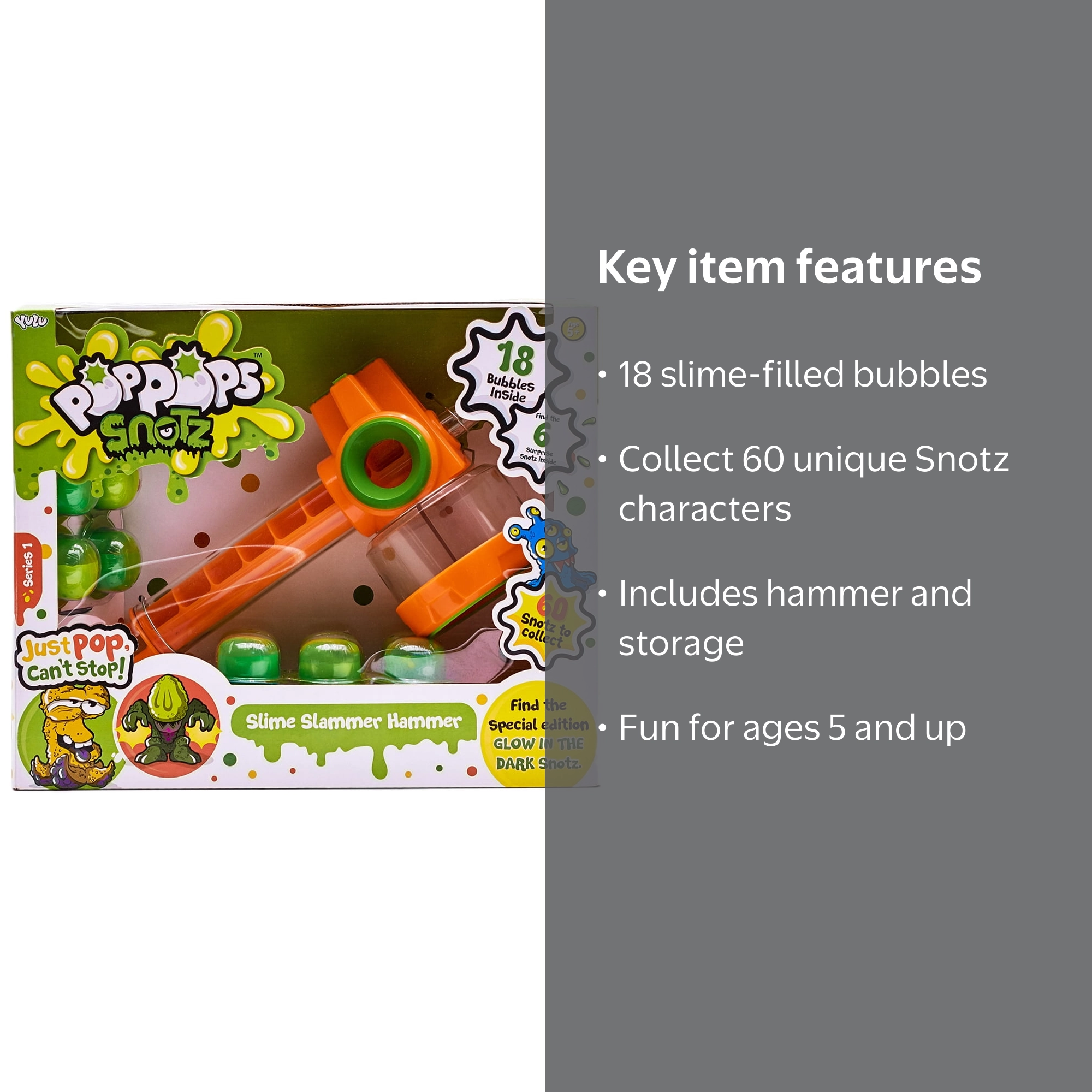 Pop Pops Snotz Slime Slammer Hammer Play Set - 18 Bubbles Inside