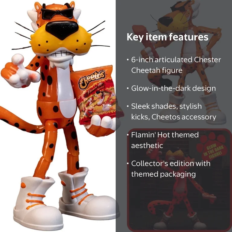 Jada Toys – Cheetos Chester Cheetah Action Figure Flamin' Hot Glow
