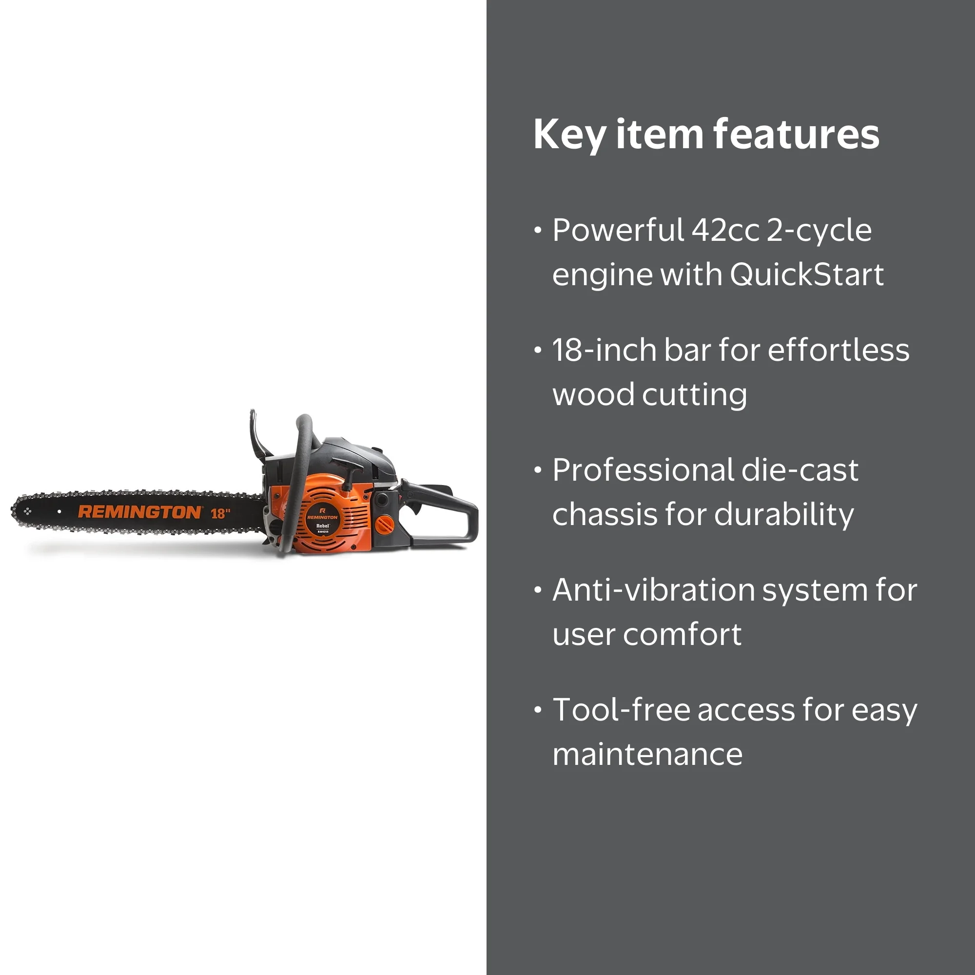 Remington RM4218 Rebel 42cc 2-Cycle 18-inch Gas Chainsaw - Walmart.com