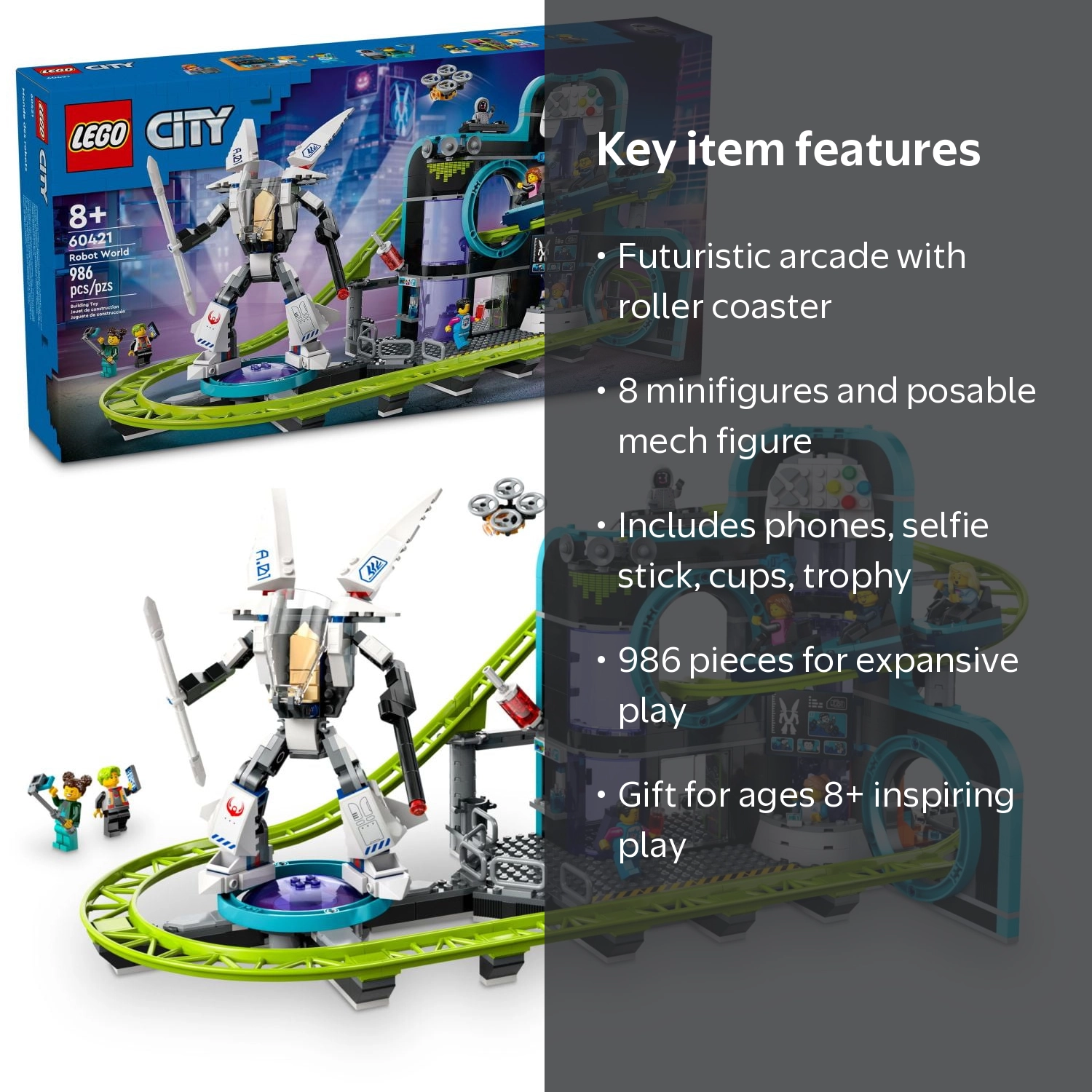 (T-1924)JOKER 17インチ スタッドレス セット 超バリ山 iG60 LEGO, Robot World Roller-Coaster Set, 60421, 986 Pieces, Amusement