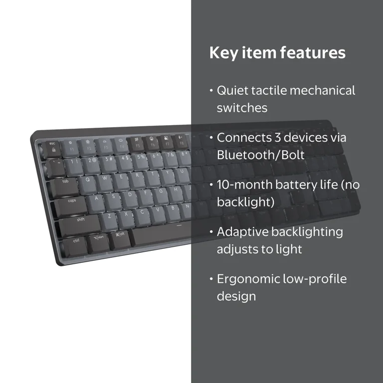 Logitech MX Mechanical Wireless Illuminated Keyboard, Bluetooth