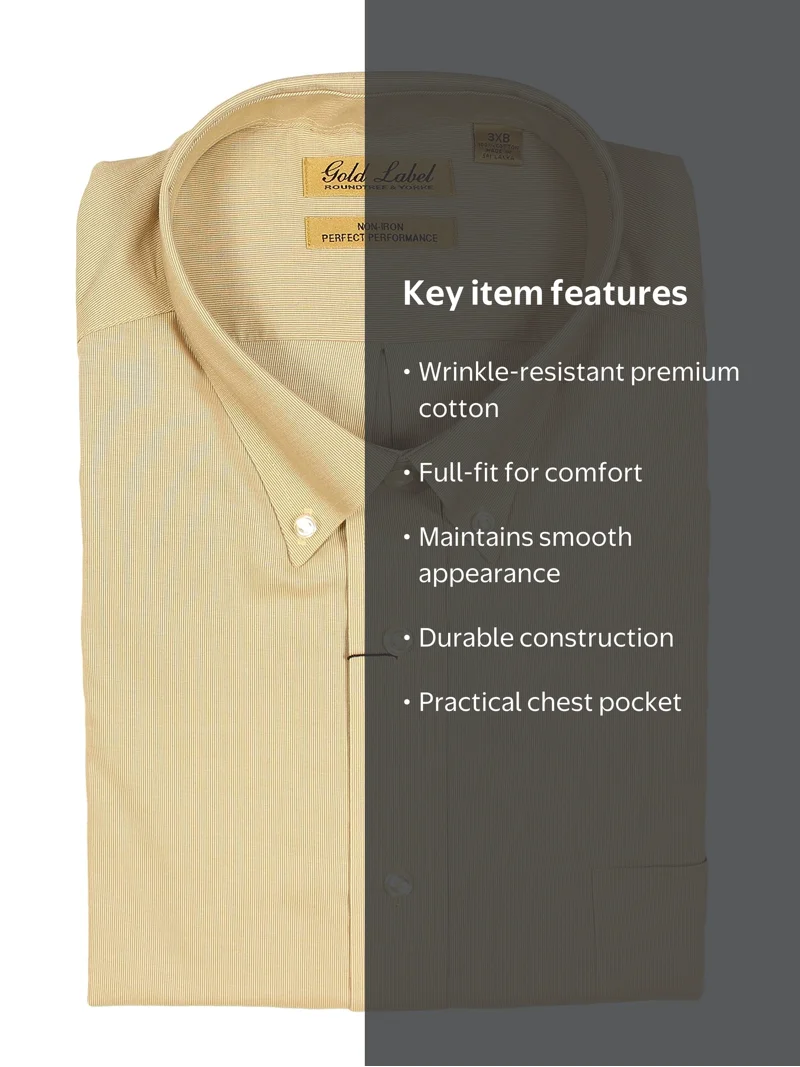 dillards gold label dress shirts Men's Big Tall Non-Iron Oxford Shirt with Pocket Button Down Collar Long Sleeve Wrinkle-Resistant (Grey 041, 20 x 34/35 Big) at Amazon Men's Clothing store Long sleeves with French cuffs gold label dress shirts |