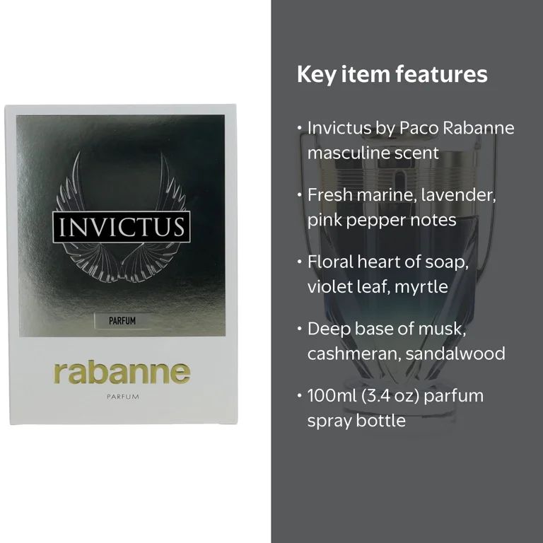 Paco Rabanne Invictus Parfum for Men, Aromatic Aquatic Fragrance