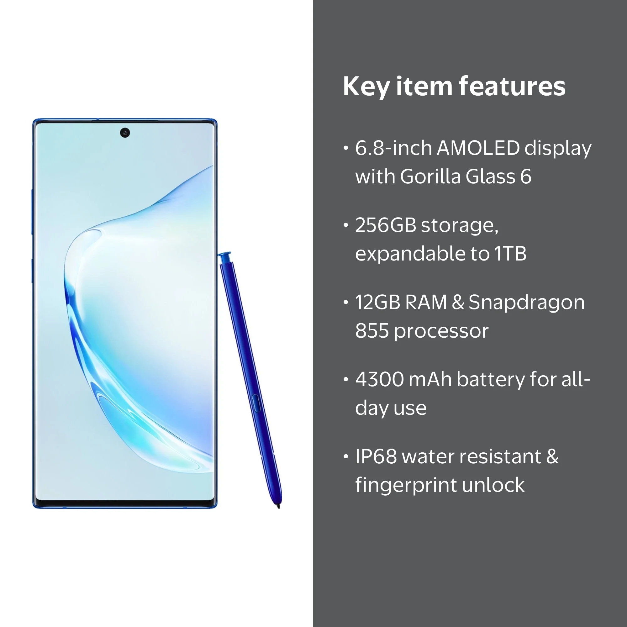 Straight Talk SAMSUNG Galaxy Note 10 PLUS 5G 256GB Aura Blue