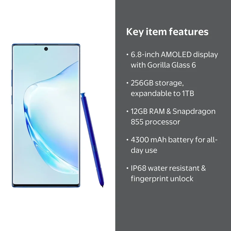 Straight Talk SAMSUNG Galaxy Note 10 PLUS 5G 256GB Aura Blue