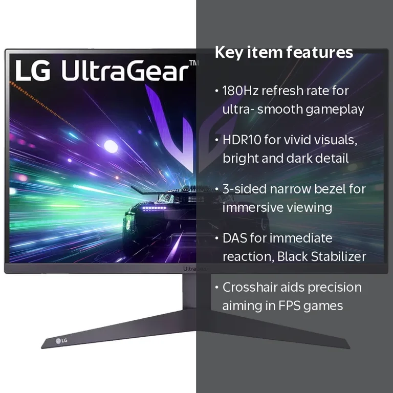 LG 24GS50F 24 inch UltraGear LCD FHD 180Hz Gaming Monitor with AMD
