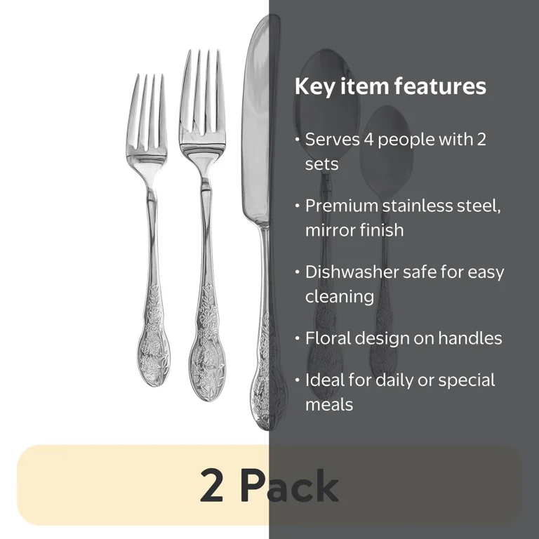 2 pack) The Pioneer Woman Mazie 20-Piece Flatware Set, Service for