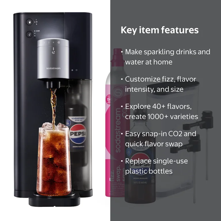 Sodastream Fountain Sparkling Drink Maker Black/Silver, Includes