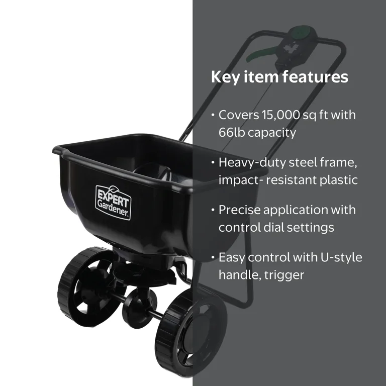 Free Shipping! Expert Gardener 66 lb Capacity Push Broadcast