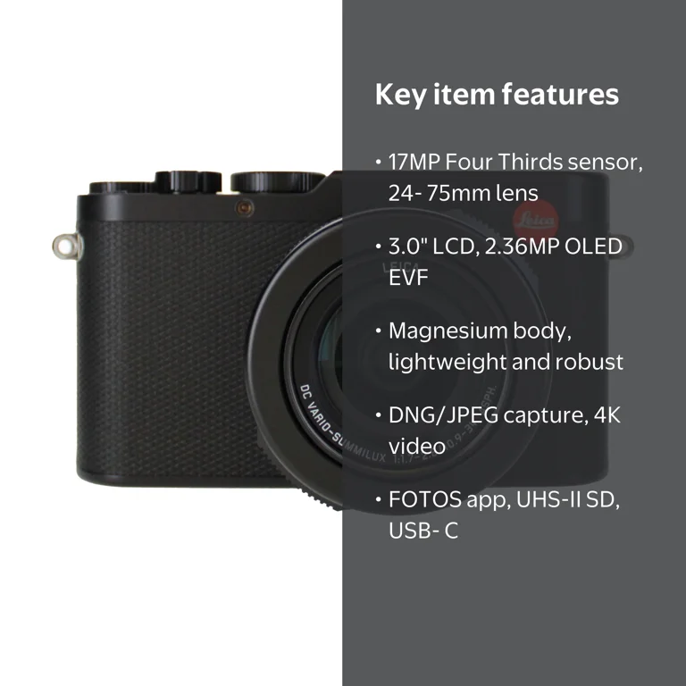 Leica, D-Lux 8 Digital Camera, 19191, Black, 17MP Four Thirds