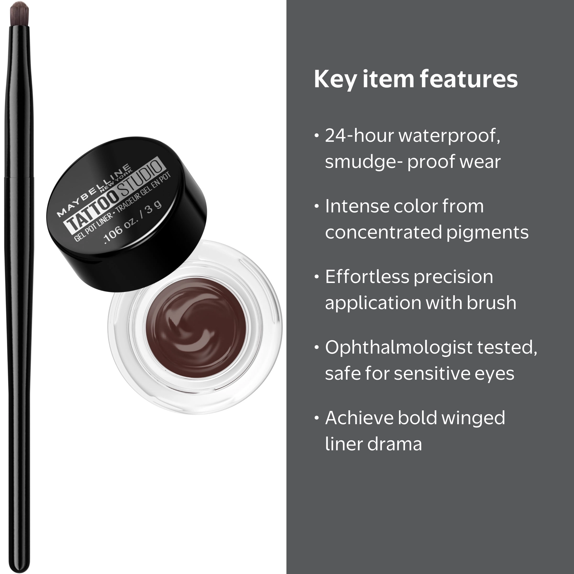 Maybelline, EyeStudio Lasting Drama Gel Liner, Brown - Walmart.com