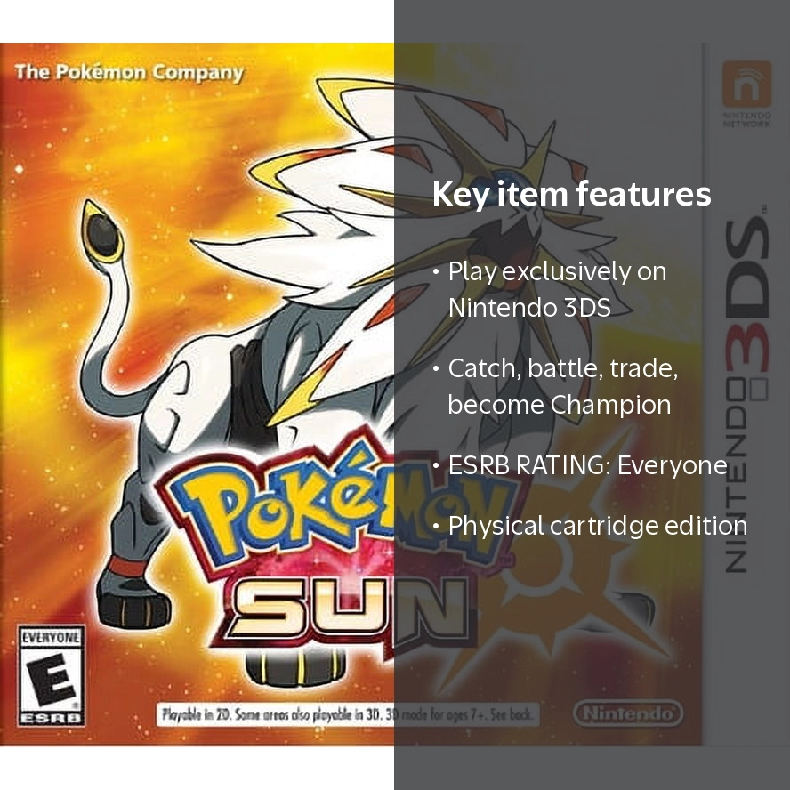 Nintendo Pokemon Sun Game for Nintendo 3DS, 045496743925 - Walmart.com