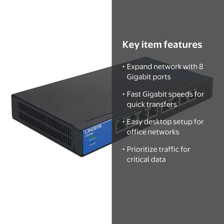 LINKSYS LGS108P 8ポート PoE+ スイッチングハブ Linksys LGS108P 8-Port Business Desktop Gigabit PoE+ Switch