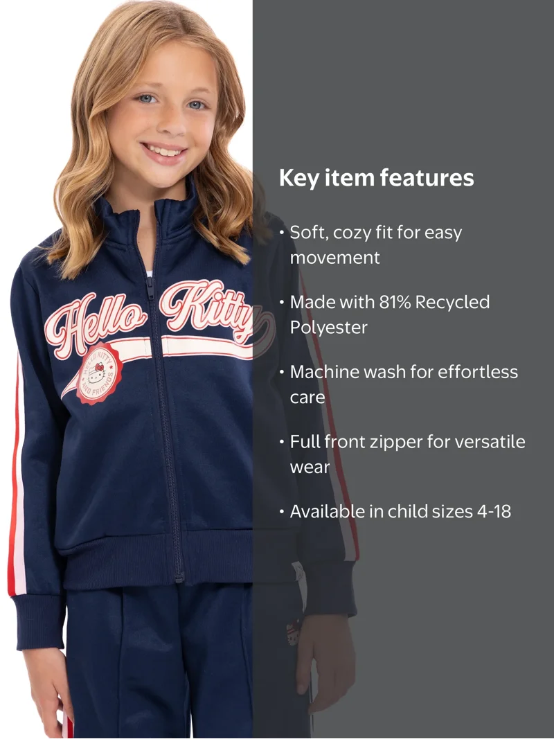 Wonder Nation Hello Kitty Girls Graphic Full-Zip Track Jacket