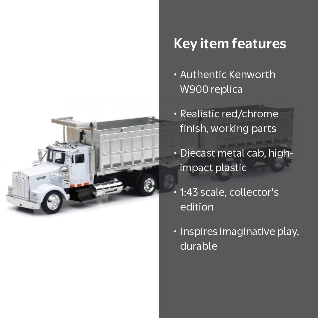 New Ray Toys, Kenworth W900 Double Dump Truck, Red, Trailer