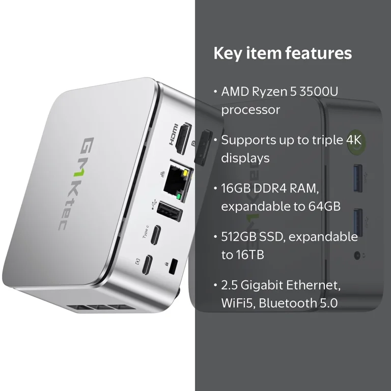 GMKtec, Mini PC, 16GB RAM, 512GB SSD, Triple 4K Display - Walmart.com
