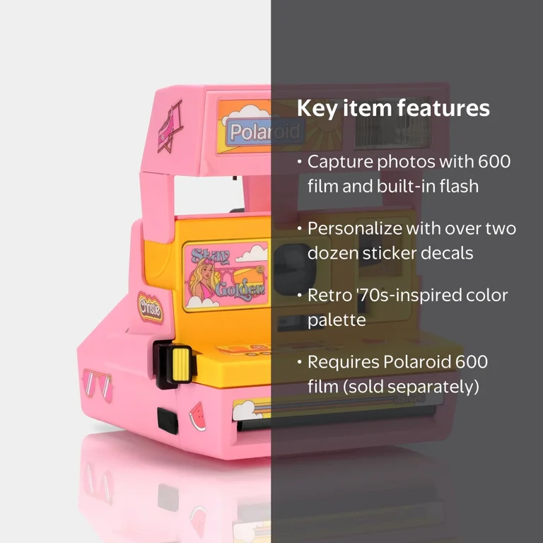 Polaroid 600 Camera, Malibu Barbie Edition, Pink and Gold