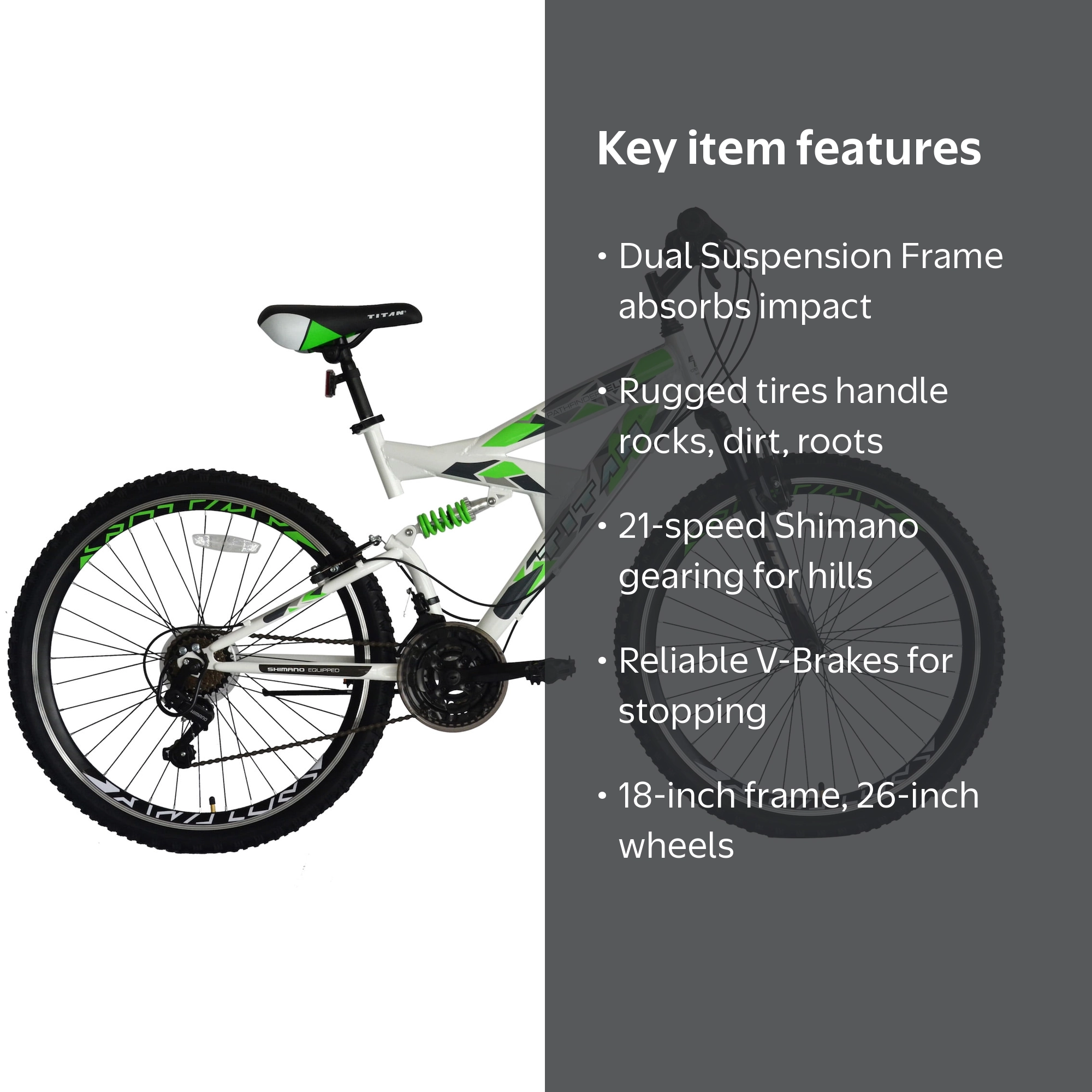 TITAN, Pathfinder Elite Dual Suspension Mountain Bike, 18-Inch