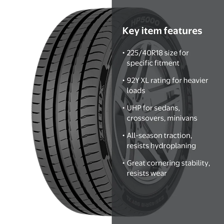 Zeetex HP5000 Max UHP Passenger Tire, 225/40R18 92Y XL, All-Season