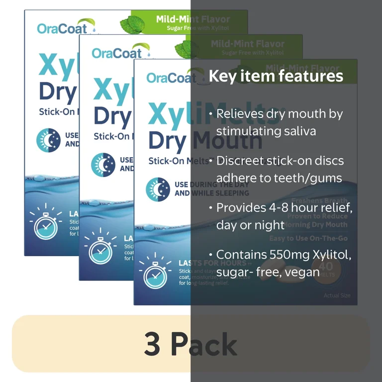 3 pack) OraCoat XyliMelts Dry Mouth Relief Moisturizing Oral