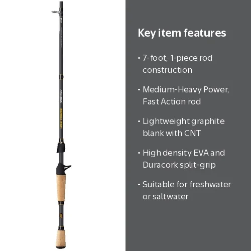 Lew's Hank Parker Casting Speed Stick Fishing Rod, 7-Feet 1-Piece