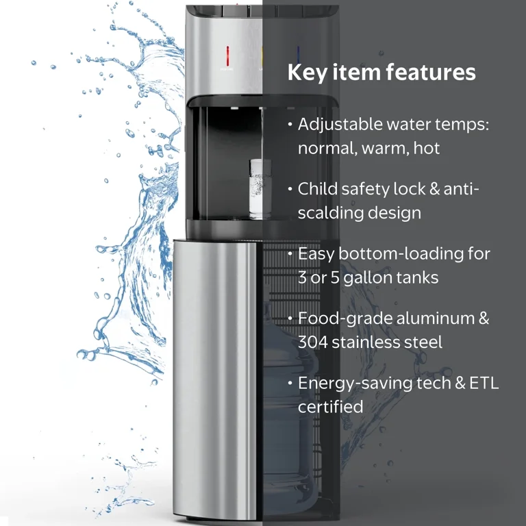 Nepsam 3-Temp Bottom-Loading Water Dispenser with Ergonomic Height