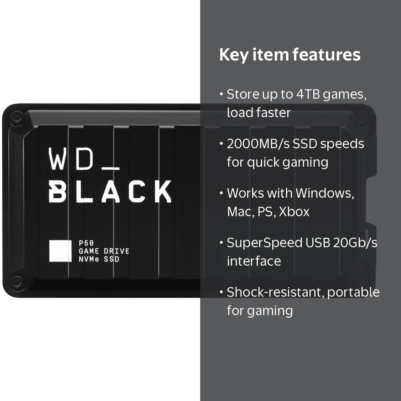 WD_BLACK 4TB P50 Game Drive SSD - Portable External Storage