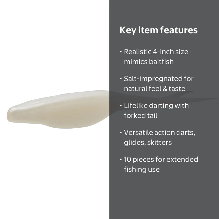 Zoom Super Fluke Jr 4'' White Pearl 10pk - Walmart.com