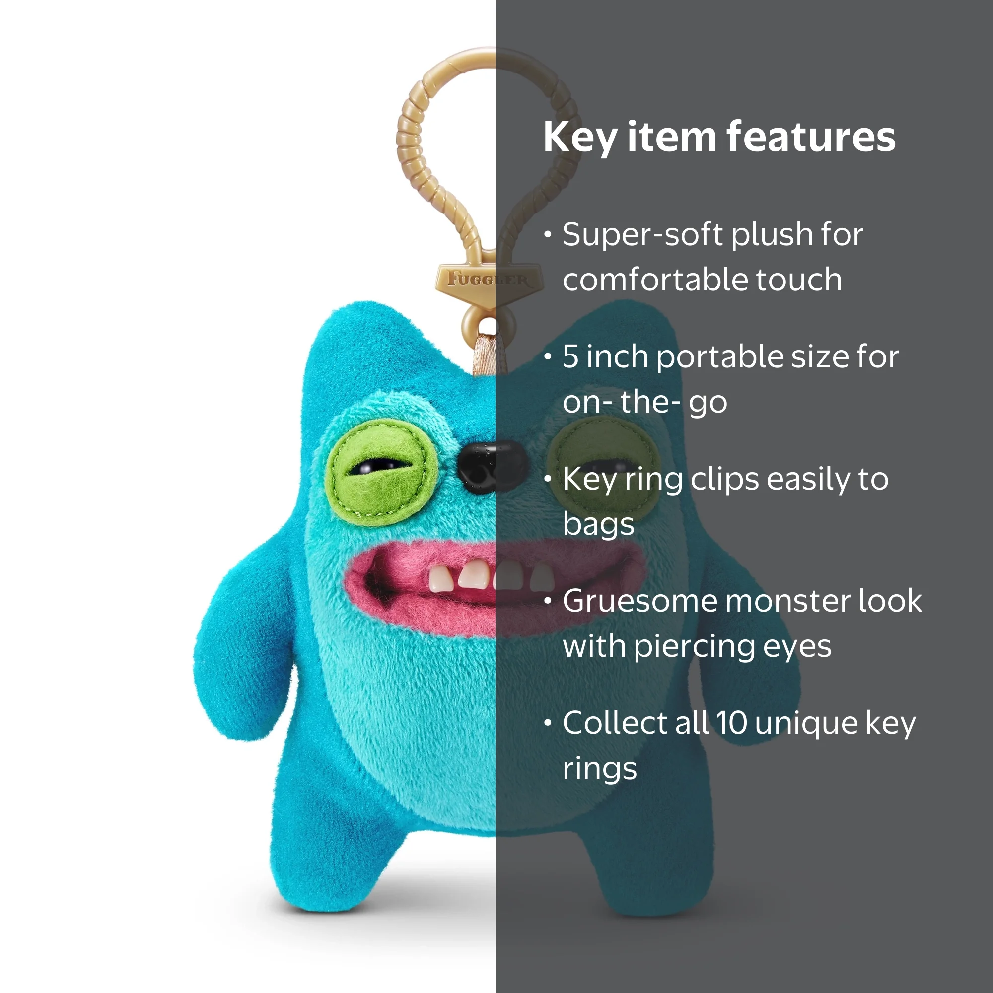 Fuggler Key Rings 5 inch (Greedy Grinner) Ugly Monster Plush