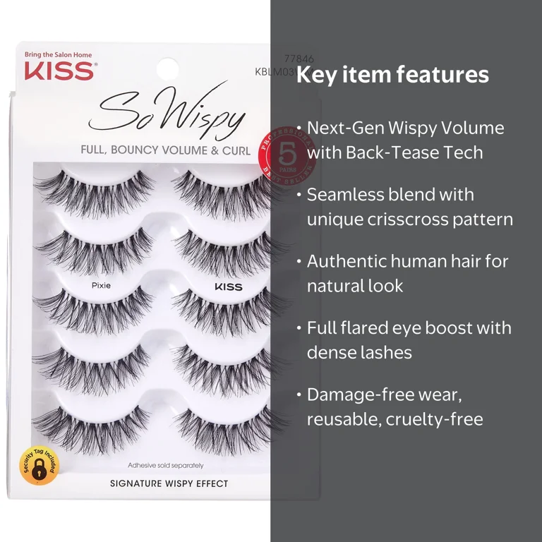 Kiss, False Eyelashes, Style Pixie, 5 Pairs Strip Lashes - Walmart.com