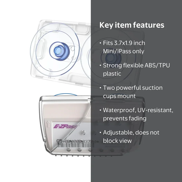 EZ Pass Holder with super strong Suction Cups for Windshield, Toll