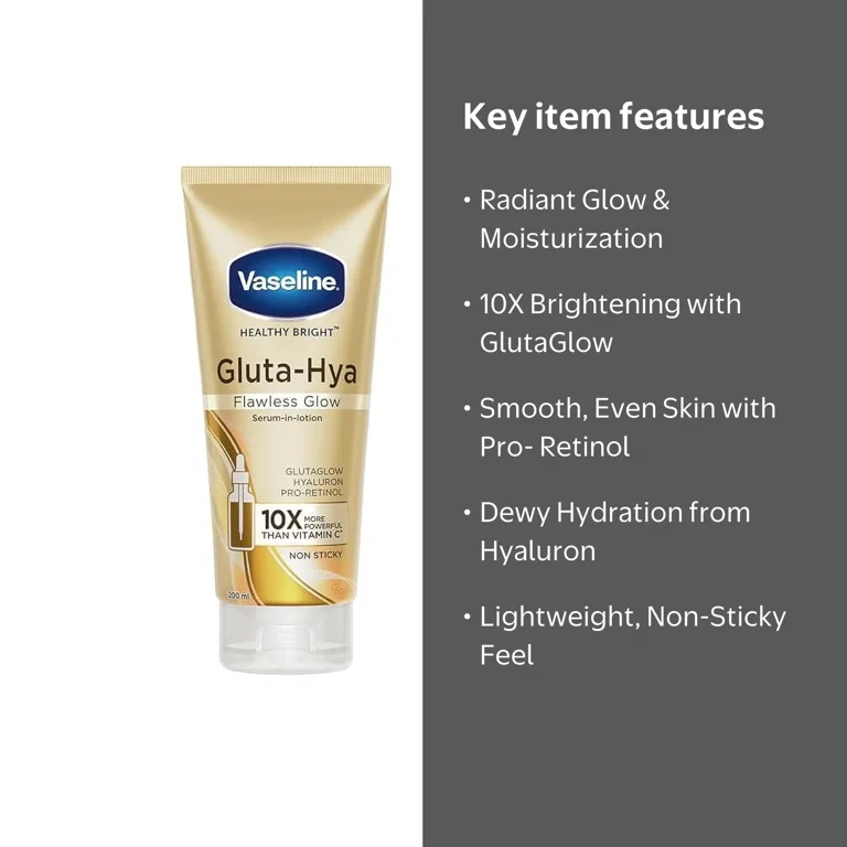 Vaseline Gluta-Hya Flawless Glow Lotion for Face & Body | Gives