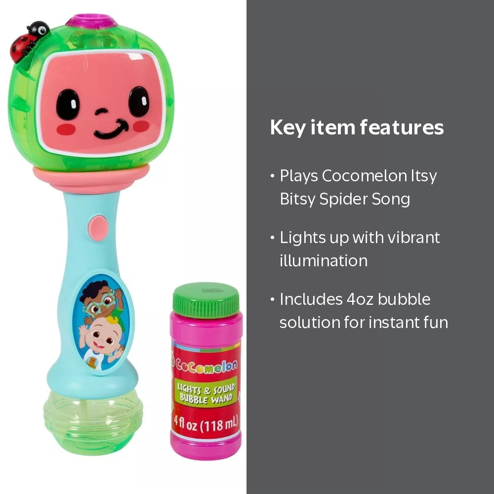 CoComelon Lights and Sounds Bubble Wand, Plays Itsy Bitsy Spider