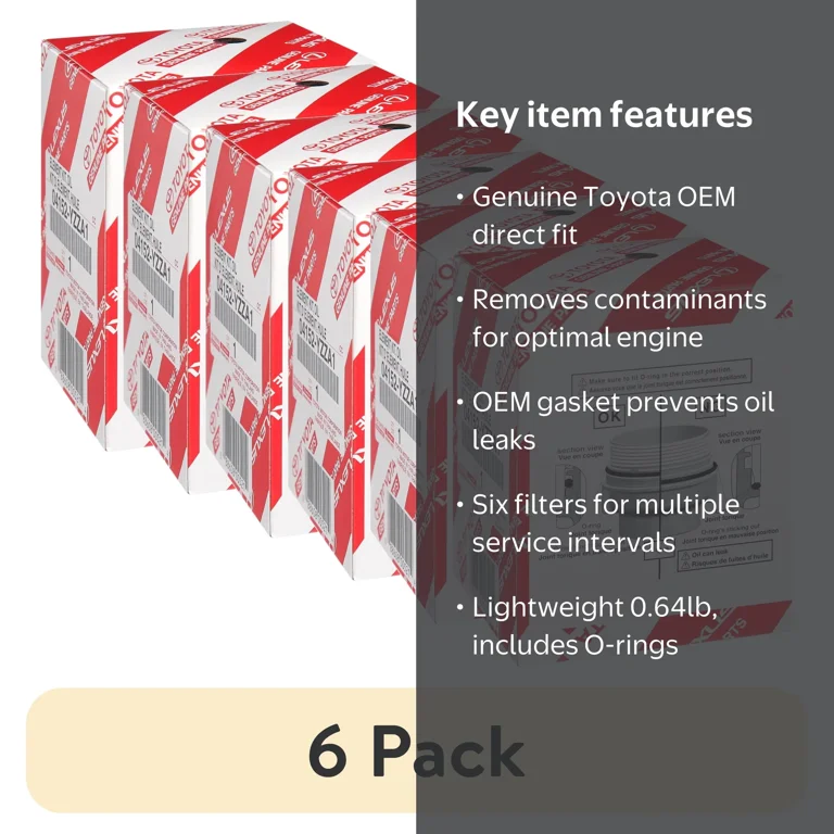 6 pack) Toyota OE Engine Oil Filter 04152-YZZA1 0.64 Pound