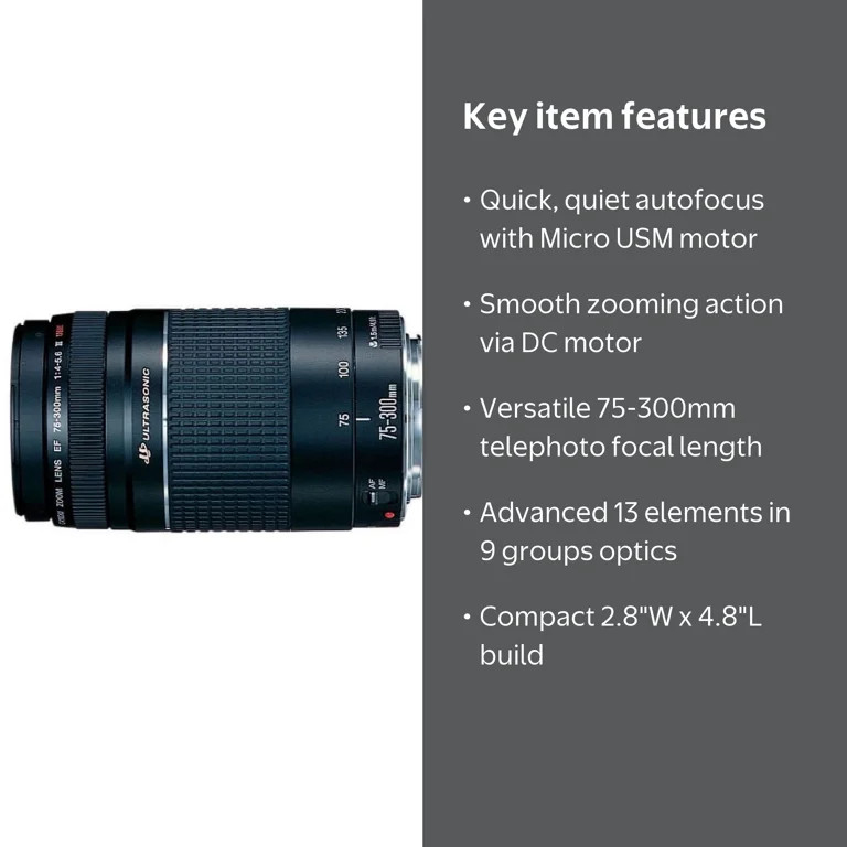 Canon, Telephoto Zoom Lens, EF 75-300mm f/4-5.6 III, AutoFocus