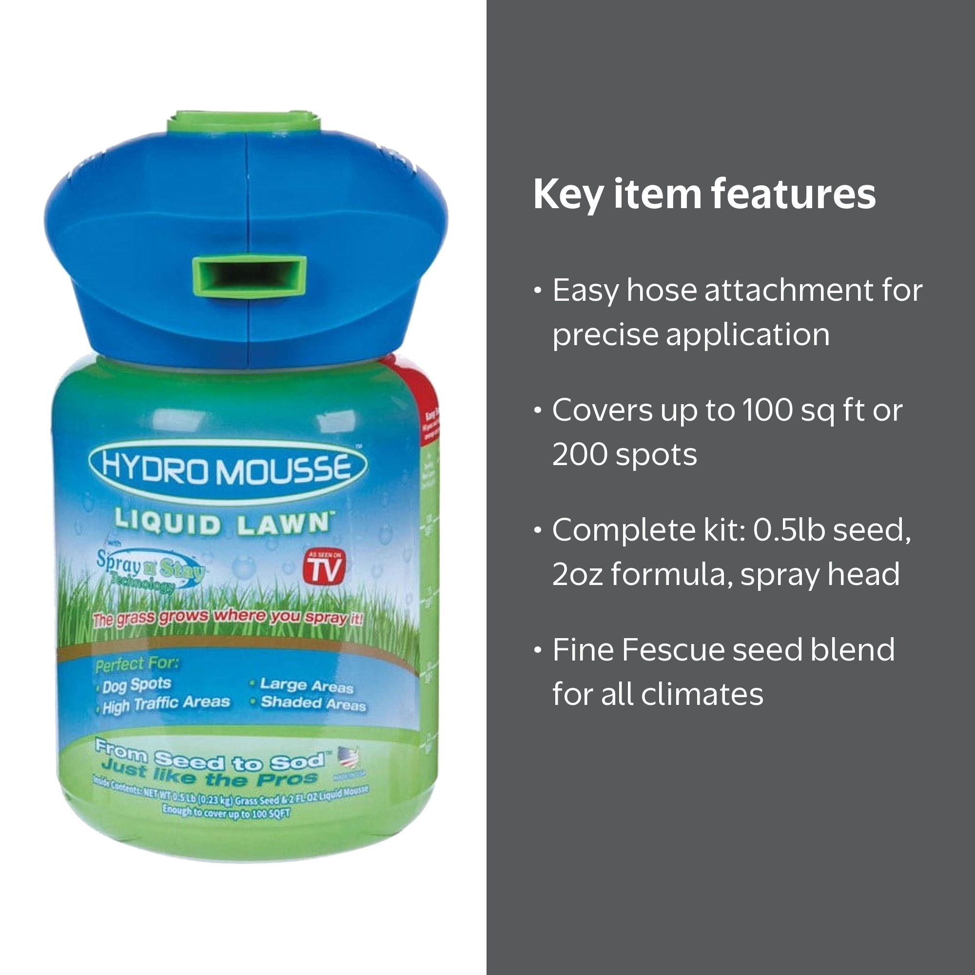 Hydro Mousse, Liquid Lawn, 0.5 lb, Full Sun Grass Seed Blend