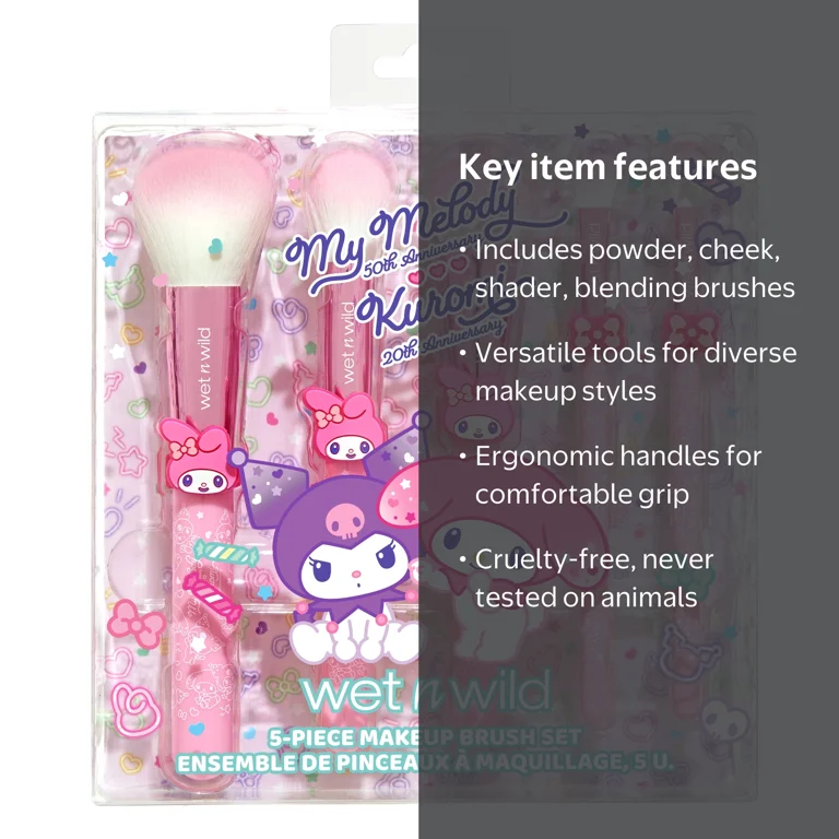 Wet n Wild x My Melody & Kuromi, Anniversary 5-Piece Makeup Brush