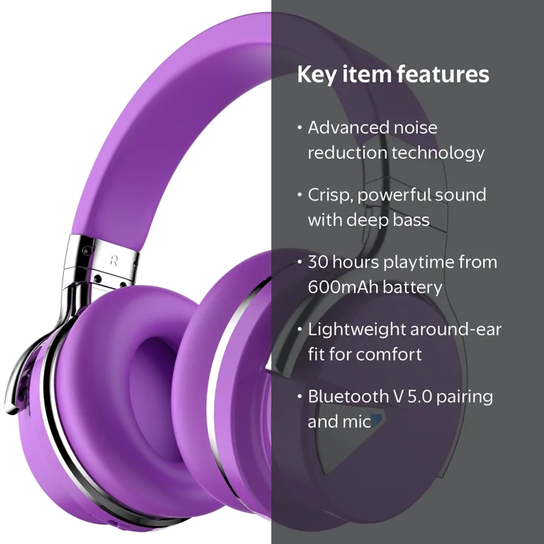 COWIN Bluetooth Noise-Cancelling Over-Ear Headphones, Wired and