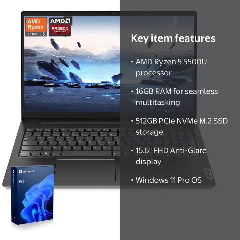 Lenovo, Laptop, AMD Ryzen 5 5500U, 15.6